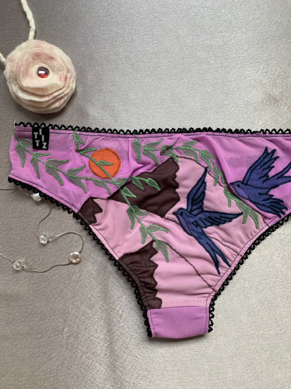 Embroidered Panties - Birds