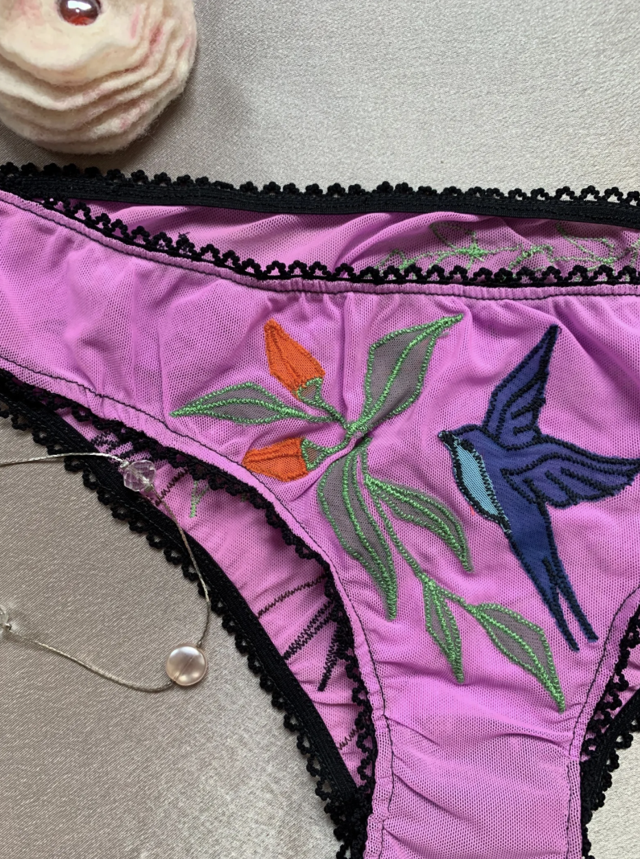 Embroidered Panties - Birds